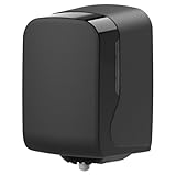 HypaFol Handtuchrollenspender, Center Pull Maxi schwarz matt – eleganter & hygienischer Papierspender, abschließbar, mit Adapter für Einzelblattabtrennung, für Handtuchrollen bis Ø 20 cm