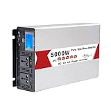 HENGJINGTR 12V Bis 220V, Reiner Sinuswellenwechselrichter, Für RV, Off-Grid Solar Car Power Inverter Mit 2 Wechselstromstecken 60V 48V 24V 12V DC Zu 220V Wechselstromwandler (5000W),48V to 110V