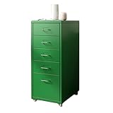 Kommode mit 5 Schubladen, große Kapazität, Kommode für Schlafzimmer, stilvoller Nachttisch für Wohnzimmer, Büro, Klassenzimmer und Konferenzraum, elegante grüne Aufbewahrungslösung