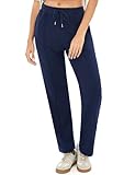 Crewhpo Freizeithose Damen Baumwolle Jogginghose Lang mit Taschen Gerade Hose Einfarbige für Frauen Sweathose Trainingshose Sporthose für Frauen Sport