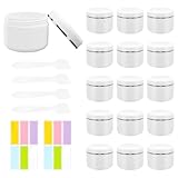 15 Stk Kleine Cremedose Leer Döschen, 50g Tiegel Cremedöschen mit Schraubverschluss Creme Dosen zum Befüllen Kosmetikdosen Salbendöschen für Reise Lotion Creme Kosmetik mit 4 Spateln 1 Etiketten