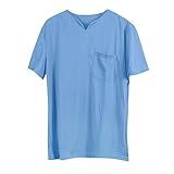 Herren Unterhemd mit V-Ausschnitt Einfarbig T-Shirt Basic Kurzarm Unterziehshirt Schlafanzug Kurz Pyjama Muskelshirt Slim Fit Sport T-Shirt Leicht Arbeits Tshirt Gym Workout