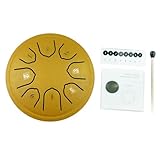 Stahlzungentrommel, 11,4 cm, 8 Noten, C-Tasten, gestimmtes Percussion-Instrument, Handpan-Trommel, Musik-Tamburin-Trommel mit Schlägeln