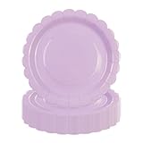 DHAIQC 50 Stück Pappteller Mauve 23cm, Gewelltem Partyteller Papierteller Geburtstagsteller Einwegteller Set für Geburtstag, Hochzeiten, Jubiläums (Mauve, 23cm)