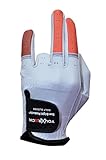Ever-Bright OptiColors Herren-Golfhandschuhe aus hochwertigem Leder, Orange / Braun, Größe L