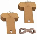 100 Stück Geschenkanhänger Weihnachtsbaumanhänger Kraftpapier Hängende Ornament Geschenkanhänger Paketanhänger Gepäckanhänger Schnur Anhänger Decal, Braun