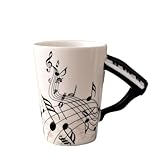 Qusedwey 240 Ml Musik-Keramikbecher, Niedliche Kaffee-Tee-Milch-Tassen und Tassen mit, Neuheitsgeschenke, Klavier