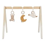 Little Dutch 8410 Holz Baby Gym Spieltrapez mit Stoff Anhängern - Newborn Naturals