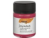 KREUL 91938 - Javana Stoffmalfarbe für helle Stoffe, 50 ml Glas in rubinrot, geschmeidige Farbe auf Wasserbasis mit cremigem Charakter, dringt fasertief ein, waschecht nach Fixierung