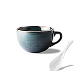 Große Tasse 700 ml Keramik Kaffeebecher Müslischalen mit Griff für Müsli, Suppe, Ramen, Salat, Tee (Dunkelgrün)