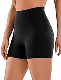 CRZ YOGA Naked Feeling Damen Kurze Yoga Leggings High Waist Blickdicht Fithess Shorts Radlerhose Sporthose - 10cm Schwarz 40