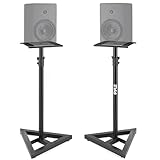 Pyle Lautsprecherständer, Boxenständer Höhenverstellbar 66-132cm, Universelles Boxenstativ, Lautsprecher, speaker stands, Stabile Dreiecksbasis Bodenspikes, Studio Monitor Ständer, Belastbar 40kg,Pair