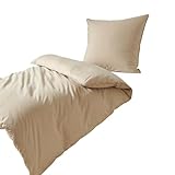 Traumschlaf Basic Uni Bettwäsche Chambray Sand, 1 Bettbezug 135 x 200 cm + 1 Kissenbezug 80 x 80 cm