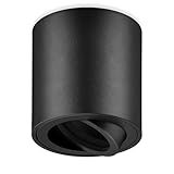 GeyouLux Aufbauspot GU10, 30° Schwenkbar Deckenspots Schwarz, Φ80×84mm Aufbaustrahler mit GU10 Fassung, Aufbauleuchte aus Aluminium, Rund Aufputz 230V Downlight(Keine Lichtquelle)