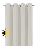 BEAUTEX Verdunkelungsgardine mit Ösen, Blackout Ösenschal Blickdicht abdunkelnd, Größe und Farbe wählbar (Breite: 140 cm, Höhe: 145 cm, Creme)