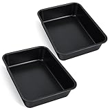 Homikit Auflaufform 2er-Set, Groß Lasagne Ofenform aus Edelstahlkern mit Antihaftbeschichtung, Tief Backblech zum Fleischbraten, Rechteckig Kuchenform für Aufläufe/Tiramisu,32x25,5x8cm