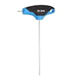 sourcing map T-Griff-Sechskantschlüssel, 2 mm, 125 mm lang, metrischer S2-Stahl, T-Schlüssel, Innen-Sechskantschlüssel, Reparaturwerkzeug für Automobil- und Haushaltswartung, Blau / Schwarz