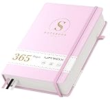 Umriox A5 Notizbuch Liniert,Dickes Journal Tagebuch Leder mit 365 Seiten,100gsm Papier Hardcover Notizbücher,Notizblockfür Frauen Männer Büro Schule Arbeit Frauen Männer,14.5 x 21cm-Rosa