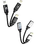 Adapter Jack Lightning auf Kopfhörer, Ladegerät, Kabel 2 in 1 (2 Stück) für Apple iPhone 11 12 13 14 Pro Dual Audio Anschluss für iPad Kopfhörer AUX Auto Zubehör Musik Splitter