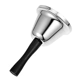 STOBOK Handglocke Aus Edelstahl Dekorative Metallglocke Restaurant-rufglocke Retro-Glocke Mit Handkurbel Desktop-Glocke Festliche Glocke Service-handglocken Restaurantglocken Holz Silver