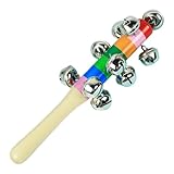 Kinder Rasseln Mit Klingelglocken - Musikinstrument Aus Holz Mit Naturgriff - Regenbogen Klingelstab | Für Mädchen Ab 2 Jahren Kindergarten Frühförderung Geschenk