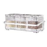 Générique Kitchen Clear Seasoning Box, durchsichtige Gewürzdosen, Acryl, 25 x 15 x 14 cm, mit Deckel und Löffel für die Aufbewahrung von Zucker, Gewürzen, Gewürzen, Inhaltsstoffen