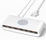 VPSUN 40W USB C Ladegerät Mehrfach,6 Port USB-C Ladestation für mehrere Geräte, Schnellladedock für iPhone/iPad/Samsung/Pixel/LG (Weiß, 40W)