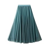 Daysskk Damen A Linie Tüllrock Maxirock Mit Elastischer Taille Lang Einheitsgröße