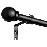 PeSenp Gardinenstange Schwarz 76-228cm,16 mm Ausziehbare Vorhangstange Mit Rundkappen, Metall-Gardinenstange Für Scheibengardinen, Schlafzimmer, Wohnzimmer, Curtain Rod, Schwarz Matt