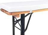 TexDeko® Bierbankauflage gepolstert für Bierzeltgarnitur 170x23x4cm (kurz) XL Polsterung Biertisch-Auflage (Premium, Weiß)