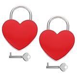 Healeved Herzförmiges Vorhängeschloss aus Zinklegierung mit Schlüssel Kleines Reise Gepäckschloss Dekoratives Schloss für Rucksack und Koffer 2 Stück