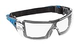 Högert Technik - LOTZEN Schutzbrille klar/blau uni/Augenschutz, UV Schutz - kratzfeste Schutzbrille für Industrie und Gewerbe/Gummiband/leichte und robuste Konstruktion/Normen: EN 166: 2001