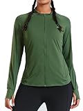 ALLZERO Leichte Damen-Workout-Jacke, Reißverschluss, athletische Jacke mit Netzrücken, dehnbare Fitness- und Laufjacke, Grün , M