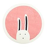 SAFIGLE Runder Kinderteppich mit Süßem Cartoon Design Weiche Krabbelmatte für Mädchen und Jungen rutschfest Spielteppich für Kinderzimmer und Wohnzimmer