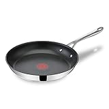 Jamie Oliver by Tefal Cook's Direct On Bratpfanne 28 cm, Edelstahlpfanne Induktion, Antihaftbeschichtung, backofenfest, Edelstahl, genieteter Griff, E3040644