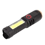 Pwshymi Outdoor-Taschenlampe, tragbare Taschenlampe mit großer Reichweite, schwarzer Goldring, schnelles Aufladen, IPX4, wasserdicht für den Notfall