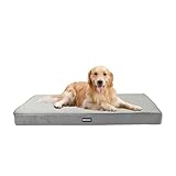 HMTOPE Orthopädisches Hundebett, 10cm Dicke Hundekissen für Mittelgroße Hunde, Grosse Hunde, Abnehmbar und Waschbar Hundematte, rutschfeste Unterseite, Wasserdichtes Innenfutter, 112 cm, Hellgrau
