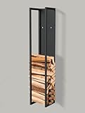 DanDiBo Kaminholzregal Innen Metall Schwarz Kaminholzständer 120 cm mit Rückwand an der Wand Hängend 96465 Holzkorb Kaminholzhalter Holzregal (Höhe 120 cm)
