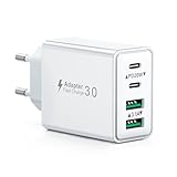 USB C Ladegerät, 40W 4 Ports Stecker USB Schnellladegerät, Mehrfach Ladegerät mit Power Adapter USB C Fast Charger USB Netzteil Ladegerät für iPhone 16 15 14 13 12 11 Pro Max, iPad, Samsung,Handys