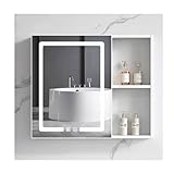 Wandmontierter Badezimmer-Spiegelschrank mit Ablage, einfache Installation, stilvolles weißes Finish, perfekt für Badezimmer und Waschküche, 55 cm