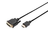 DIGITUS HDMI Adapterkabel - Typ-A zu DVI-D (18+1) - Full HD - 2m - Single Link - Kompatibel mit PC, Monitor, Beamer Schwarz
