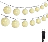 DeepDream Cotton Ball Lichterkette, 5M 20 LED Kugeln Baumwollkugeln Lichterkette mit Stecker für Kinderzimmer, Schlafzimmer, Hochzeit, Party, Festival (Warmweiß)