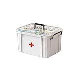 Sightday Medikamenten Aufbewahrung,Medizinbox Hausapotheke box mit Griff und herausnehmbarem Fach,Doppellagig Multifunción Aufbewahrungsbehälter Große Kapazität für Gadgets,Kosmetische (Weiß-S)