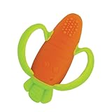 Infantino Lil’ Nibbles, Texturierter Silikon-Beißring, BPA-freies Baby-Beißspielzeug, weich, leicht zu halten, sensorische Stimulation für Säuglinge, Karotte