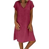 TWIFER T-Shirt-Kleider für Damen Plus Größen-Sommer-Beiläufiges Normallack-Langes Hemd(X4-Rot,XXL)