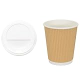 Eleganz Pappbecher mit Deckeln 1000 Stück 8oz (200ml) - Ideal für Kaffee und Tee, umweltfreundliche Einwegbecher für Veranstaltungen, Büro und Catering