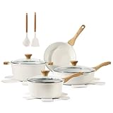 SENSARTE Antihaft Keramik Kochgeschirr Set 13 teilig, Gesundes Topf Pfannen Set, Ungiftiges Kochtopfsets mit Stay Cool Griffen, Silikonwerkzeugen und Topfschutz