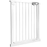 XMTECH Türschutzgitter Ohne Bohren Treppengitter für Kinder 75-85cm breit，Auto-Close Baby Türgitter Treppen Absperrgitter mit Druckbefestigung,Safety Gate，180° Zweiwegeöffnung Weiß