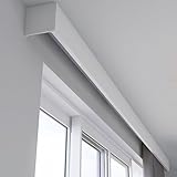 Drei-in-Eins-Vorhangschienensystem, Metallbehang für Wand-/Deckenmontage, anpassbare Fenster-Ra für Wohnzimmer & Schlafzimmer, 1,6 m weiße Deckenhalterung Gardinenstange