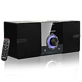 Stereoanlage Kompaktanlage Mikro-HiFi-System (30W RMS Mini-HiFi-Anlage mit CD-Player, Bluetooth, UKW-Radio, USB, AUX-IN, 2-Wege Klarer Ton)